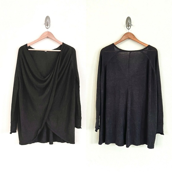 LULULEMON Twist & Wrap Cashmere Thumbhole Cardigan Sweater in Heathered Black - Picture 7 of 10